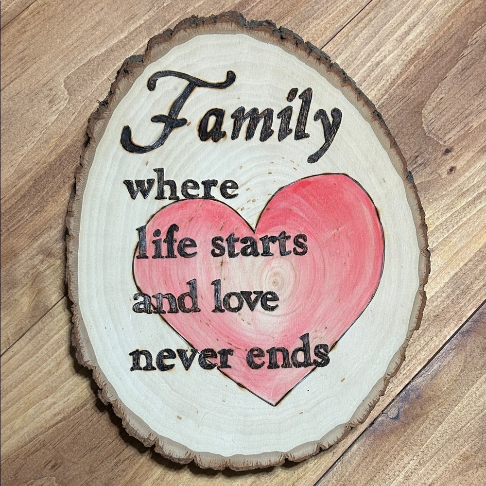 Wooden Plaque with Heart Design